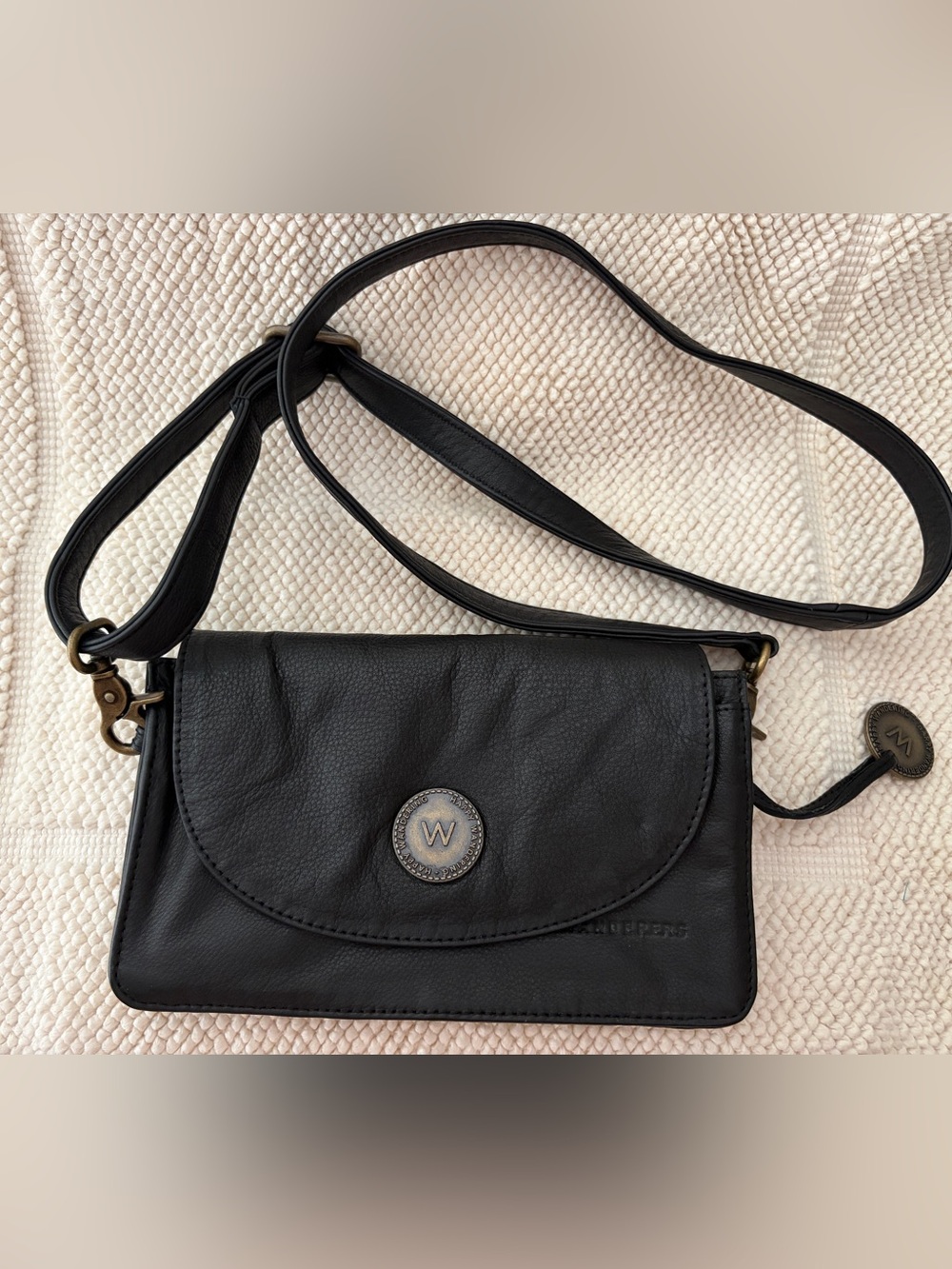 Wanderers Black Leather Crossbody Bag